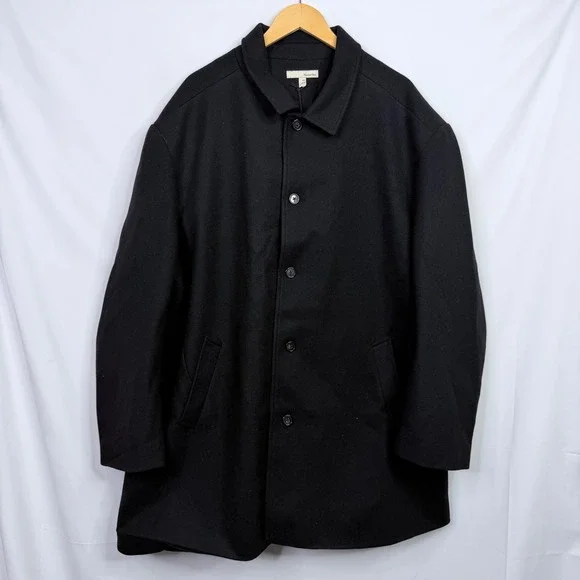 Hawker Rye Car Coat Mens XXL Black Button Front Recycled Polyester Outerwear